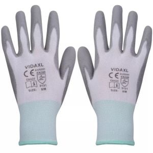 Work Gloves Pu 24 Pairs White And Grey Size 8/m