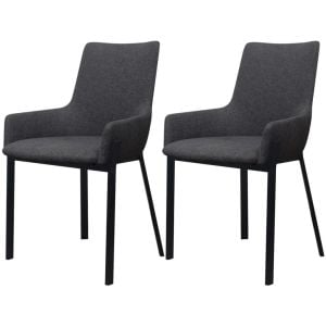 Grey Fabric Dining Chairs 2 Pcs Dark
