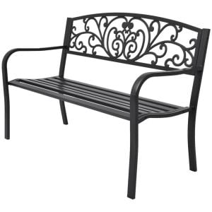 Garden Bench 127 Cm Cast Iron Black