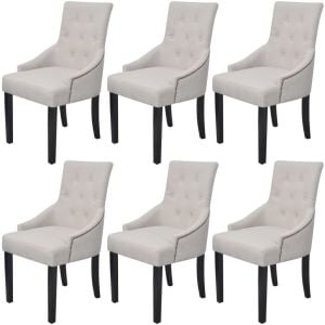 Dining Chairs 6 Pcs Cream Fabric