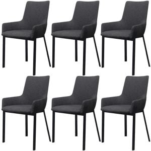 Dining Chairs 6 Pcs Dark Grey Fabric