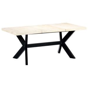 Dining Table White 180x90x75 Cm Solid Mango Wood