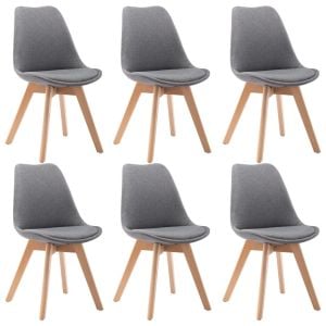 Dining Chairs 6 Pcs Light Grey Fabric