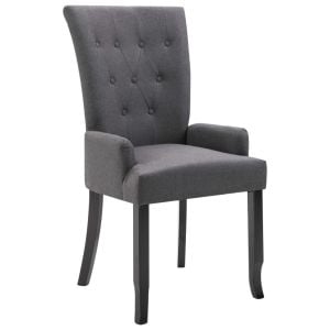 Dining Chair With Armrests Dark Grey Fabric