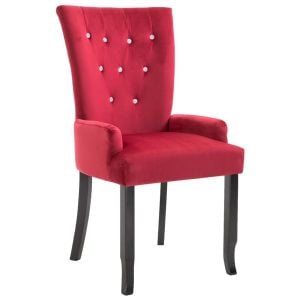 Dining Chair With Armrests Red Velvet