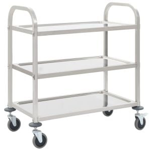 3-tier Kitchen Trolley Cart 95x45x83.5 Cm Stainless Steel