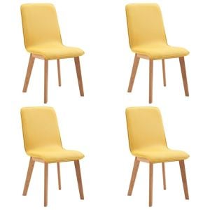 Dining Chairs 4 Pcs Yellow Fabric Solid Wood