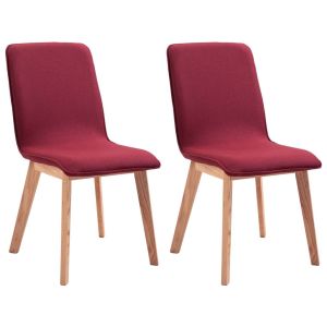 Dining Chairs 2 Pcs Solid Wood Red Fabric