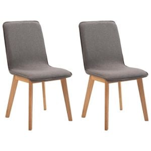 Dining Chairs 2 Pcs  Solid Wood Taupe Fabric