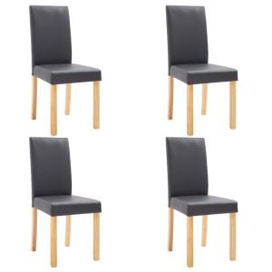 Faux Leather Dining Chairs 4 Pcs Grey