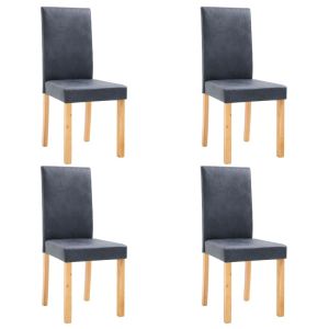 Dining Chairs 4 Pcs Grey Faux Suede Leather