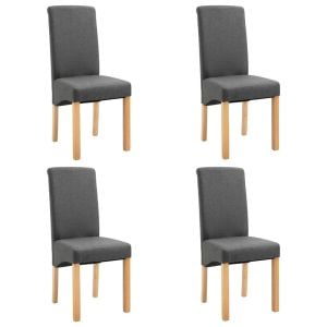 Dining Chairs 4 Pcs Grey Fabric and Wooden Frame