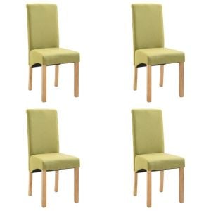 Dining Chairs 4 Pcs Green Fabric and Wooden Frame