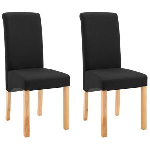 Dining Chairs 2 Pcs Black Fabric and Wooden Frame