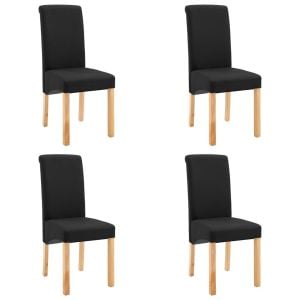 Dining Chairs 4 Pcs Black Fabric and Wooden Frame