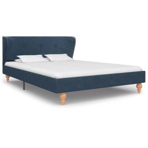 Bed Frame Blue Fabric 106x203 Cm King Single