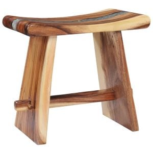 Stool Solid Suar Wood And Polyresin