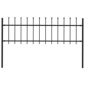 Garden Fence With Spear Top Steel 1.7x0.6 M Black