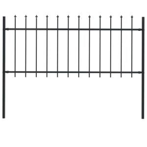 Garden Fence With Spear Top Steel 1.7 M Black