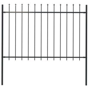 Garden Fence With Spear Top Steel 1.7x1.2 M Black