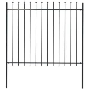 Garden Fence With Spear Top Steel 1.7x1.5 M Black