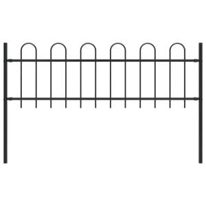 Garden Fence With Hoop Top Steel 1.7x0.6 M Black