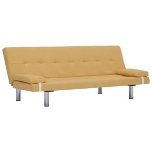 Sofa Bed With Two Pillows Yellow Polyester