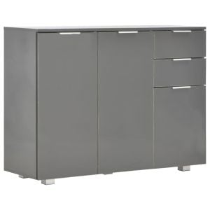 Sideboard High Gloss Grey 107x35x76 Cm