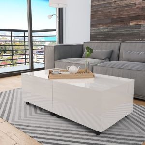 Coffee Table High Gloss White 120x60x35 Cm