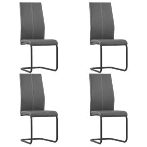 Cantilever Dining Chairs 4 Pcs Grey Faux Leather
