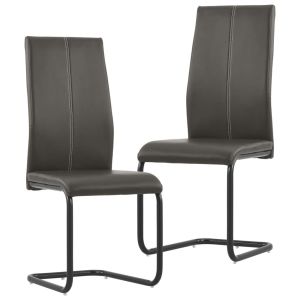 Cantilever Dining Chairs 2 Pcs Brown Faux Leather