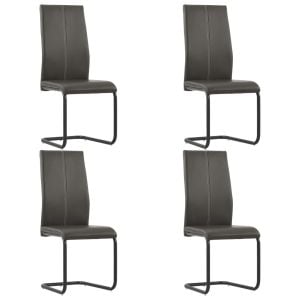 Cantilever Dining Chairs 4 Pcs Brown Faux Leather