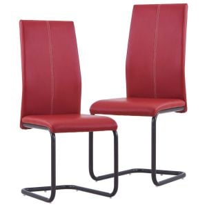 Cantilever Dining Chairs 2 Pcs Red Faux Leather