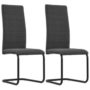 Cantilever Dining Chairs 2 Pcs Dark Grey Fabric
