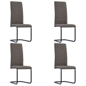 Cantilever Dining Chairs 4 Pcs Taupe Fabric