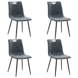 Dining Chairs 4 Pcs Black F.Leather