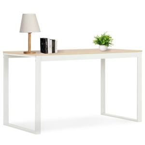 Computer Desk White And Oak 120x60x73 Cm