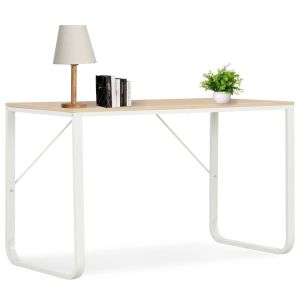 Computer Desk White And Oak 120x60x73 Cm