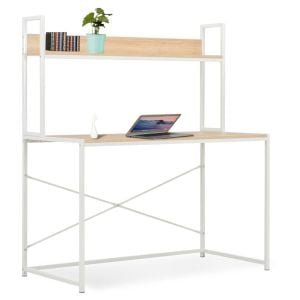 Computer Desk White And Oak 120x60x138 Cm