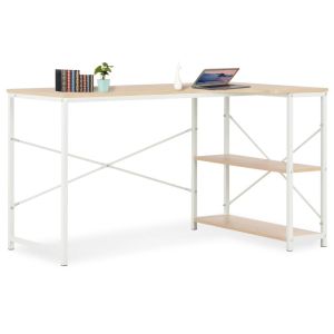 Computer Desk White And Oak 120x72x70 Cm