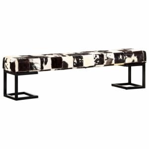 Bench 160 Cm Black Patchwork Genuine Goat Leather