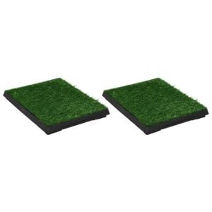 Pet Toilets 2 Pieces With Tray And Artificial Turf Green 63x50x7 Cm Wc