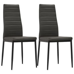 Dining Chairs 2 Pcs Grey Faux Leather