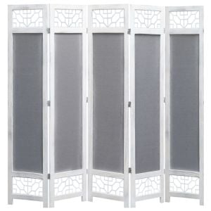 5-panel Room Divider Grey 175x165cm Fabric Grey