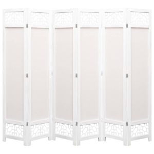 6-panel Room Divider Cream 210x165cm Fabric Cream