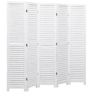 5-panel Room Divider White 175x165cm Wood White