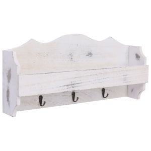 Wall Mounted Coat Rack White 50x10x23cm Wood White