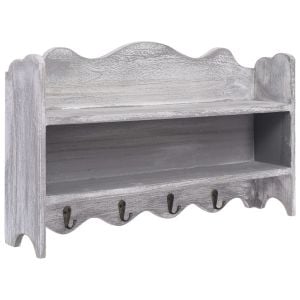 Wall Mounted Coat Rack Grey 50x10x30cm Wood - Grey