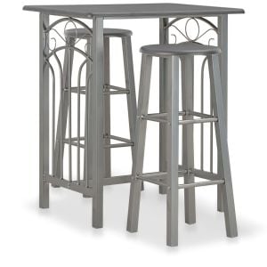 3 Piece Bar Set Wood And Steel Anthracite