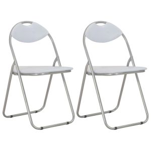 Folding Dining Chairs 2 Pcs White Faux Leather